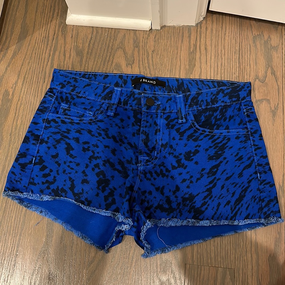 J BRAND blue leopard jean shorts